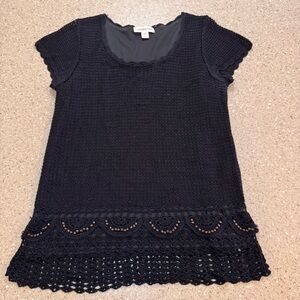 Coldwater Creek Blue Ruffled Cap Sleeve Blouse small